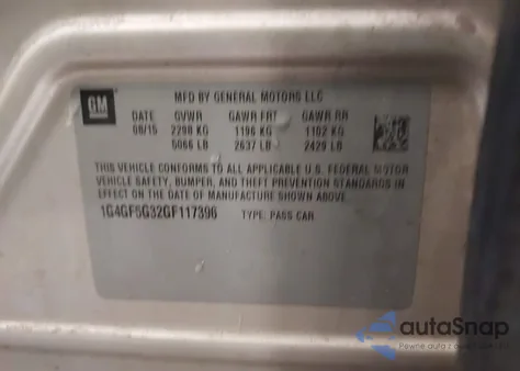 2016 Buick Lacrosse Premium Ii from USA, damaged, VIN 1G4GF5G32GF117396